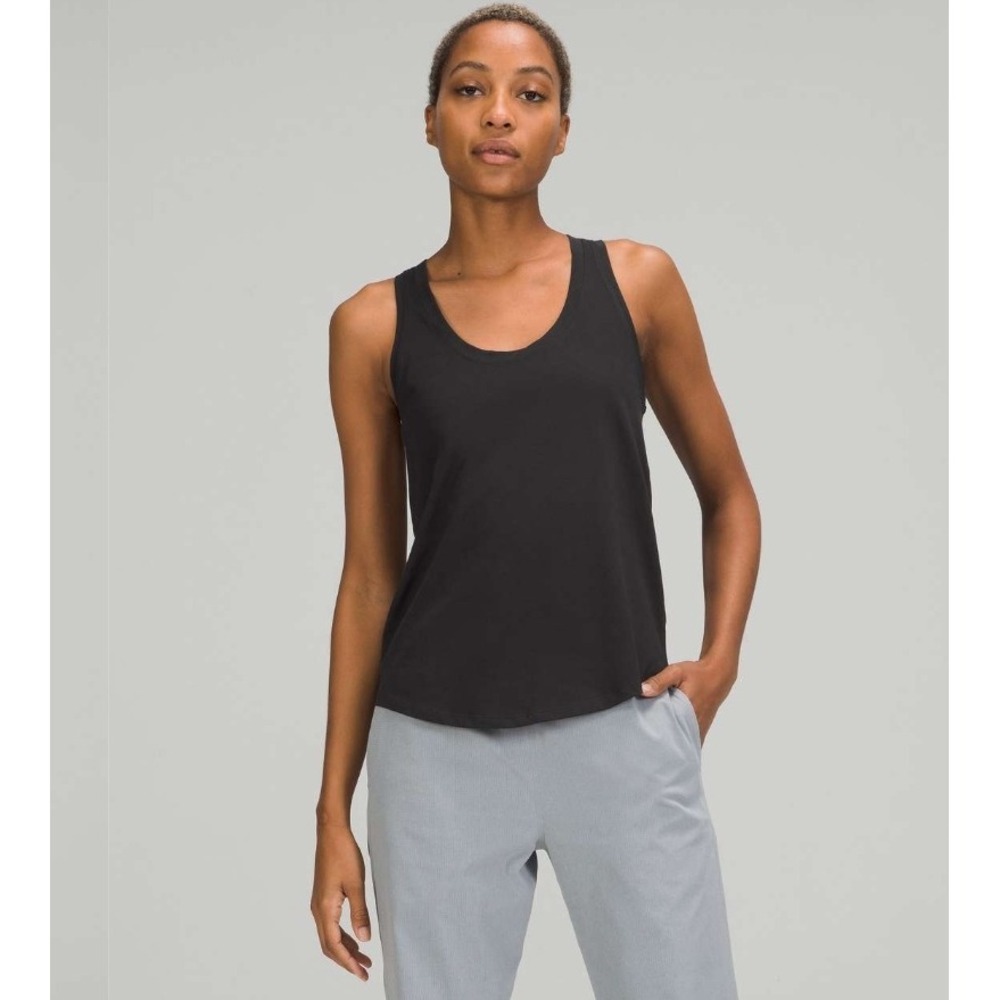 Lululemon Love Tank Top Women 14 Black Pima Cotton Athleisure Gym Workout